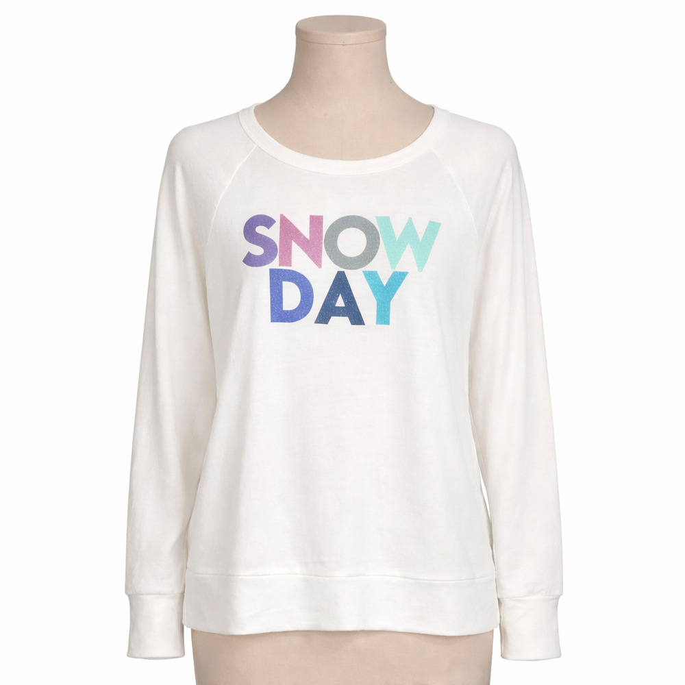 NEW NWT Women's Chaser Cream Snow Day Glitter Sweatshirt | Size Medium